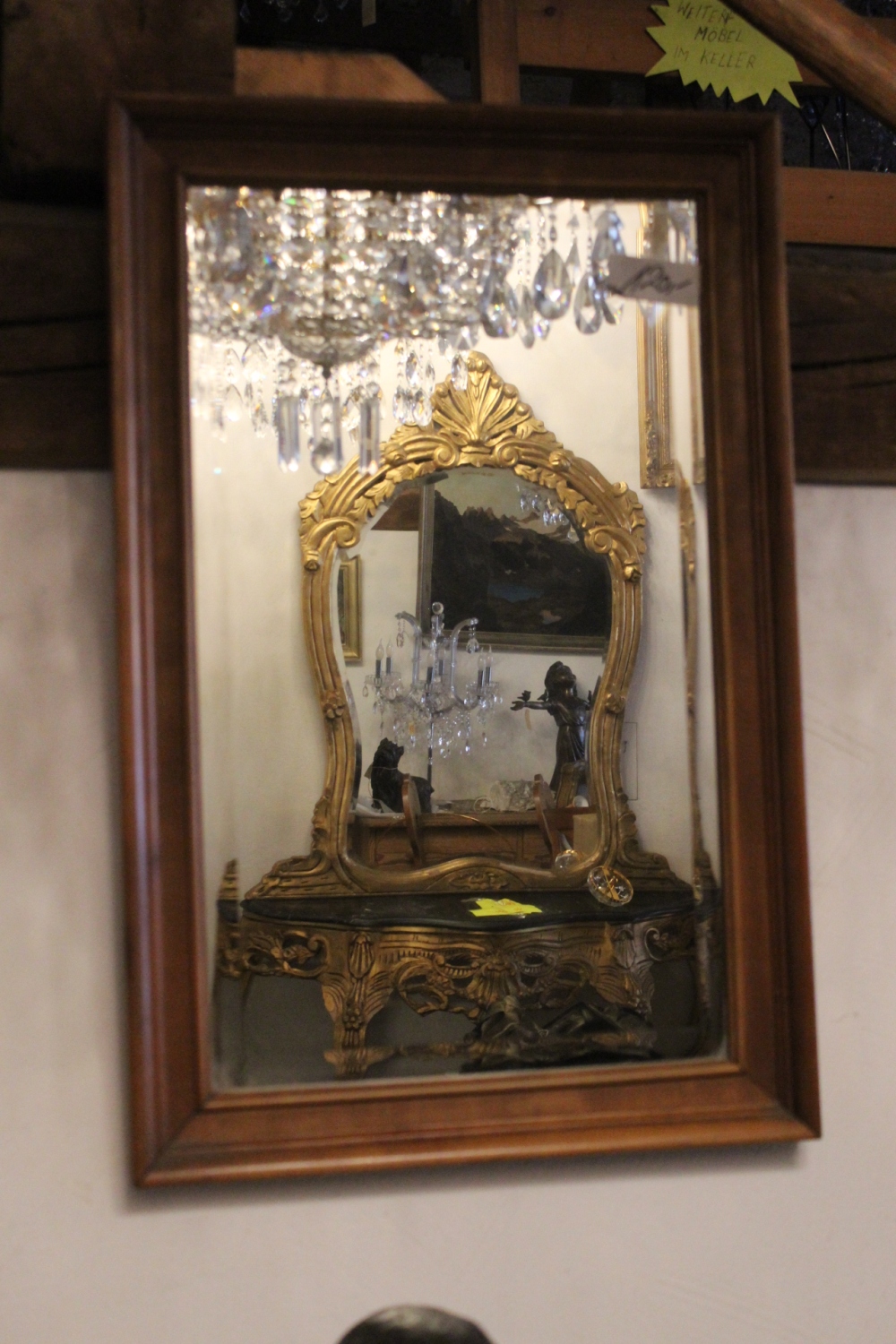 Antiker Spiegel mit Holzrahmen  78 X 52cm